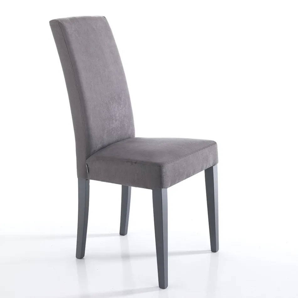 Sedia Sala da Pranzo in Microfibra e Legno Made in Italy 2 Pezzi - Simonella Viadurini