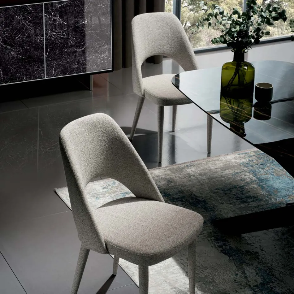 Sedia Sala da Pranzo in Tessuto Realizzata in Italia 4 Pezzi - Lorenza Viadurini
