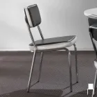 Sedia stile anni 50 in ecopelle graffiti e bordino bianco Unica Viadurini