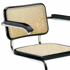 Sedia Ufficio in Paglia con Struttura in Acciaio e Legno Made in Italy - Baviera Viadurini