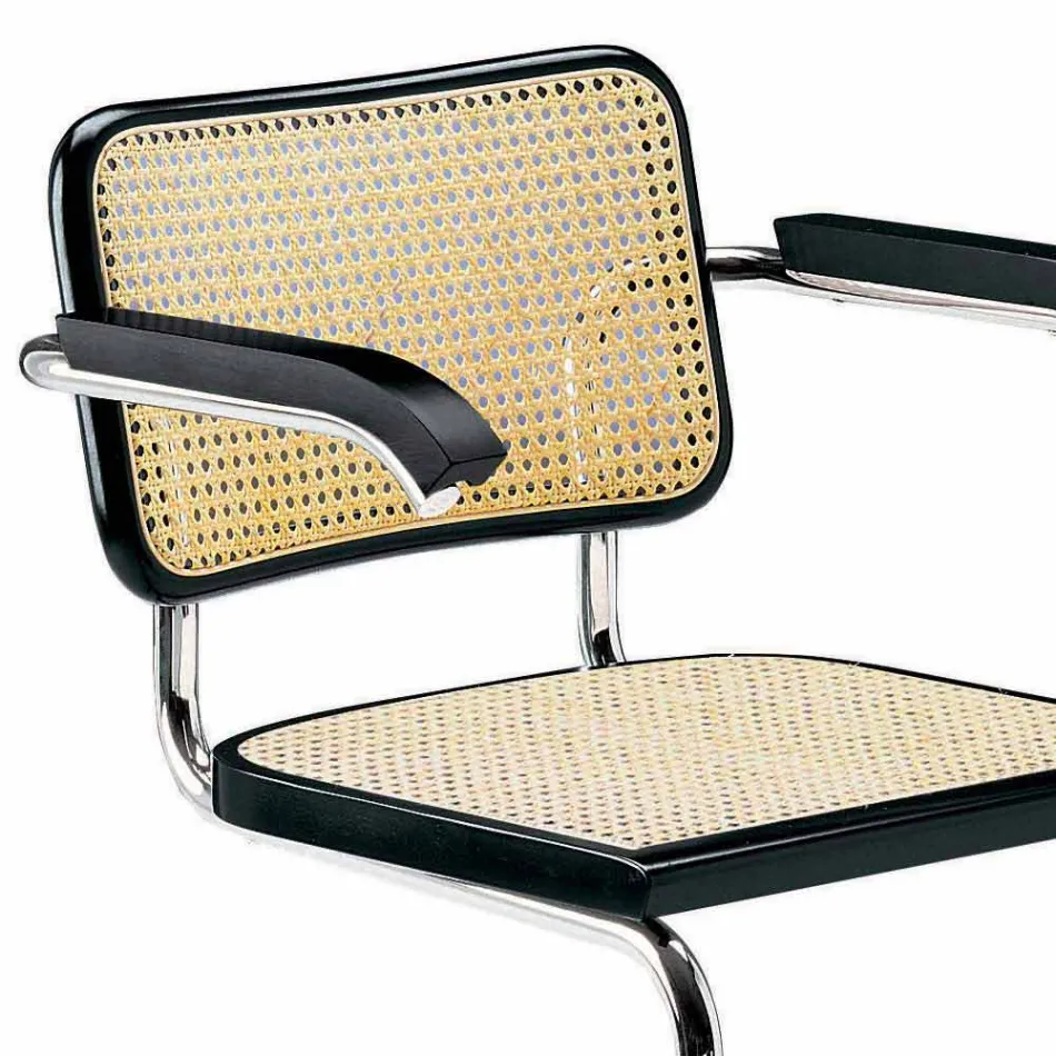 Sedia Ufficio in Paglia con Struttura in Acciaio e Legno Made in Italy - Baviera Viadurini