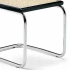 Sedia Ufficio in Paglia con Struttura in Acciaio e Legno Made in Italy - Baviera Viadurini