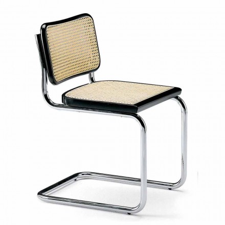 Sedia Ufficio in Paglia con Struttura in Acciaio e Legno Made in Italy - Baviera Viadurini