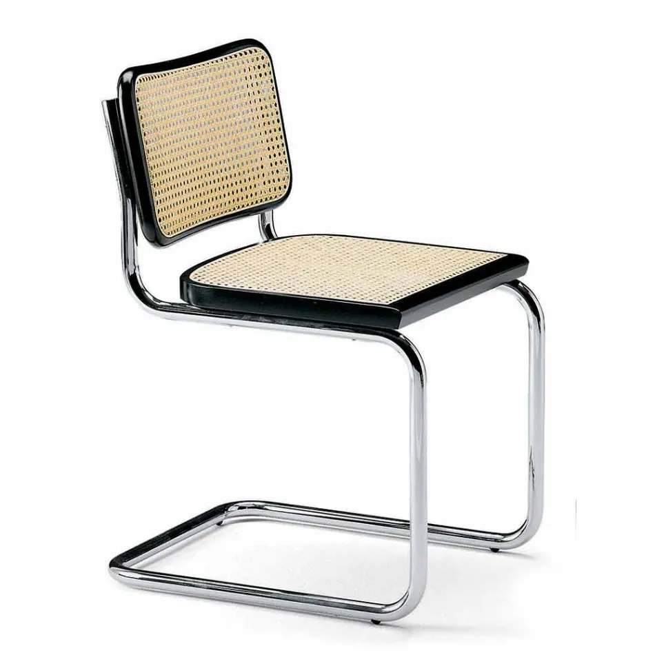 Sedia Ufficio in Paglia con Struttura in Acciaio e Legno Made in Italy - Baviera Viadurini