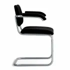 Sedia Ufficio in Pelle con Struttura in Acciaio Cromato Made in Italy - Ottante Viadurini