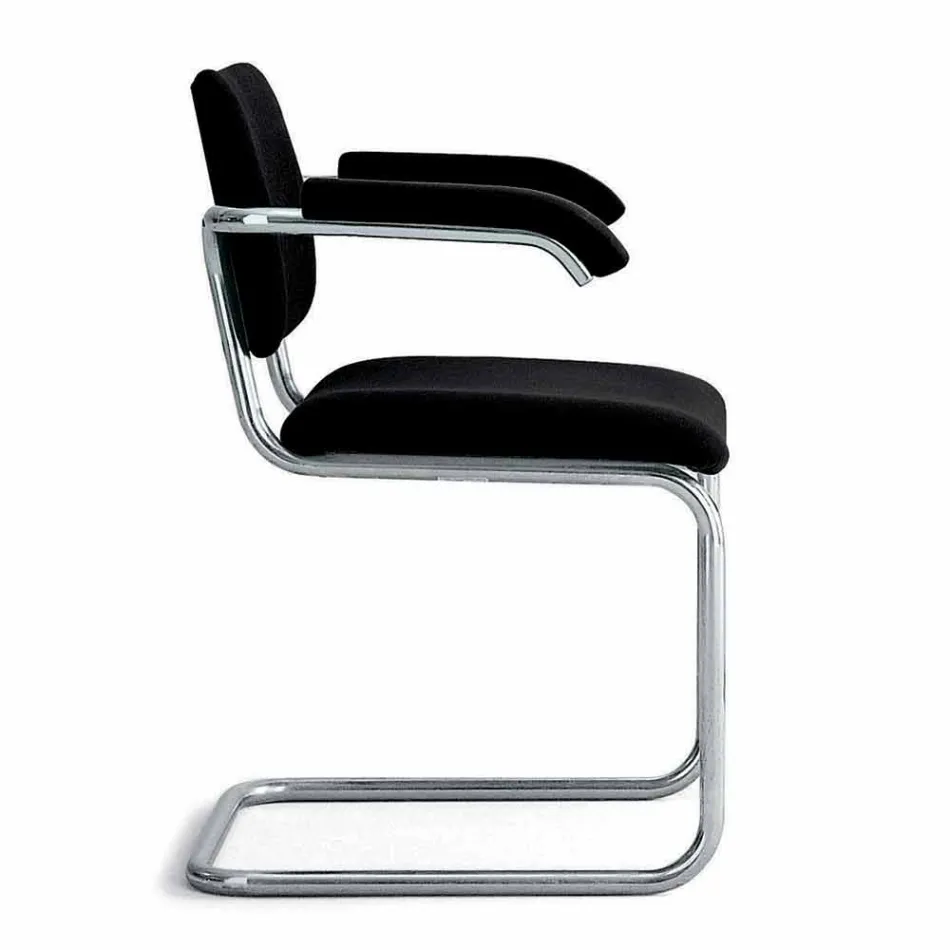 Sedia Ufficio in Pelle con Struttura in Acciaio Cromato Made in Italy - Ottante Viadurini