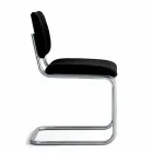 Sedia Ufficio in Pelle con Struttura in Acciaio Cromato Made in Italy - Ottante Viadurini