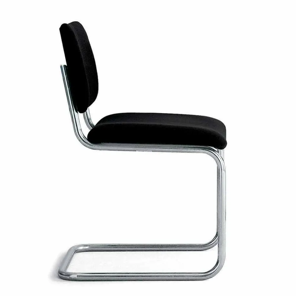 Sedia Ufficio in Pelle con Struttura in Acciaio Cromato Made in Italy - Ottante Viadurini