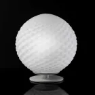 Selene Domino lampada da tavolo bianca in vetro soffiato Ø27 H 30cm  Viadurini