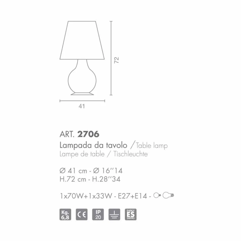 Selene Forever lampada da tavolo in vetro soffiato Ø41 H 72cm  Viadurini
