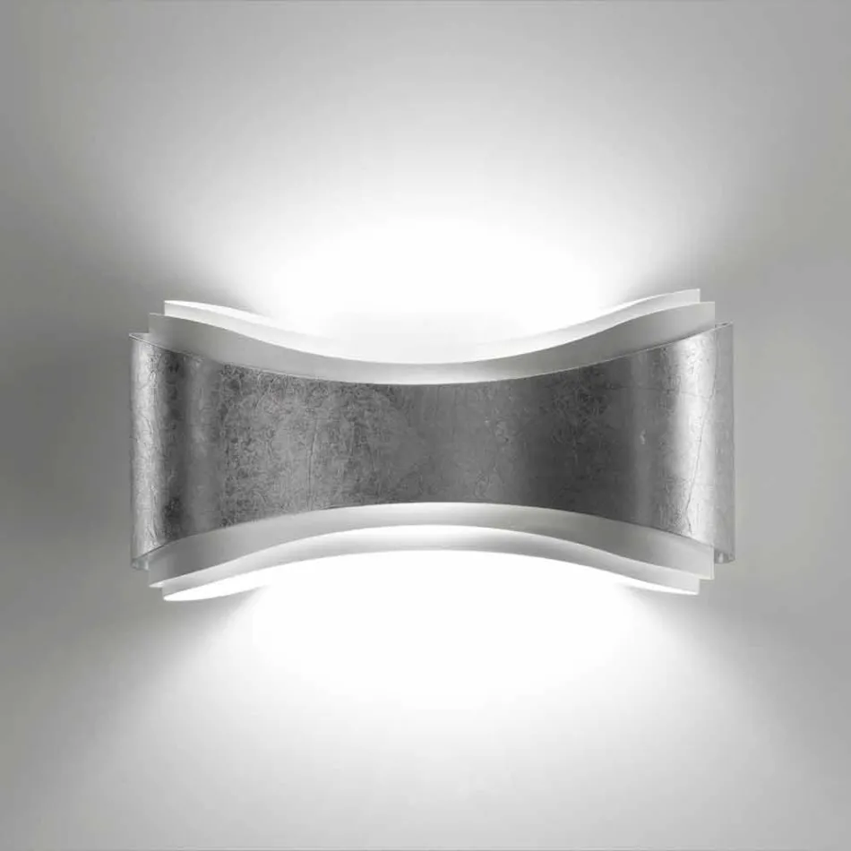 Selene Ionica lampada a muro made in Italy,40x12H20cm, acciaio e vetro Viadurini