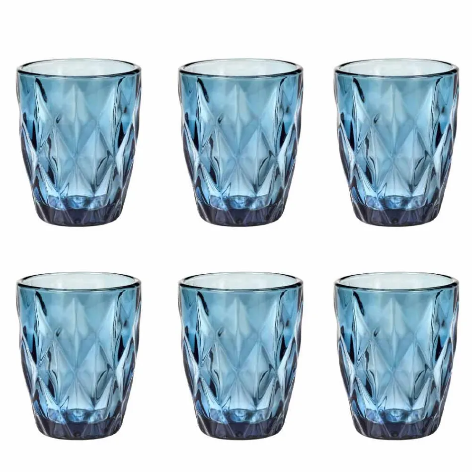Servizio Bicchieri da Acqua in Vetro Colorato 6 Pezzi Design Moderno - Timon Viadurini