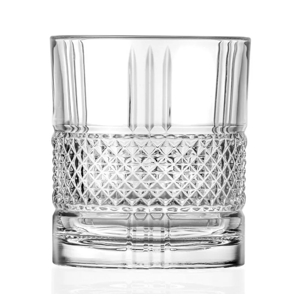 Servizio Bicchieri Tumbler Bassi in Eco Cristallo Decorato 12 Pz - Brioso Viadurini