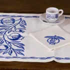 Servizio Colazione Artigianale Italiano Stampa a Mano su Tessuti Antichi -Marchi Viadurini