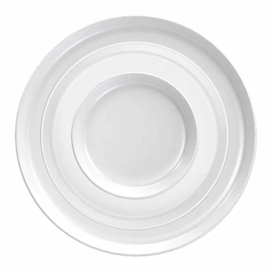 Servizio di Piatti Moderni Bianchi Design da Pranzo Porcellana 24 Pezzi - Artico Viadurini