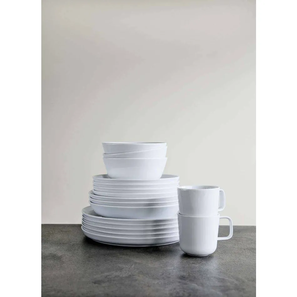 Servizio di Piatti Moderni Bianchi Design da Pranzo Porcellana 24 Pezzi - Artico Viadurini
