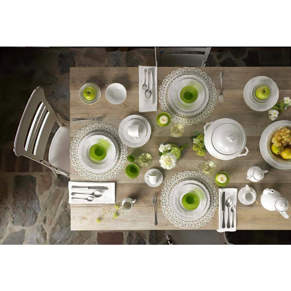 Servizio Piatti Bianchi in Porcellana Eleganti di Design 27 Pezzi - Gimignano Viadurini