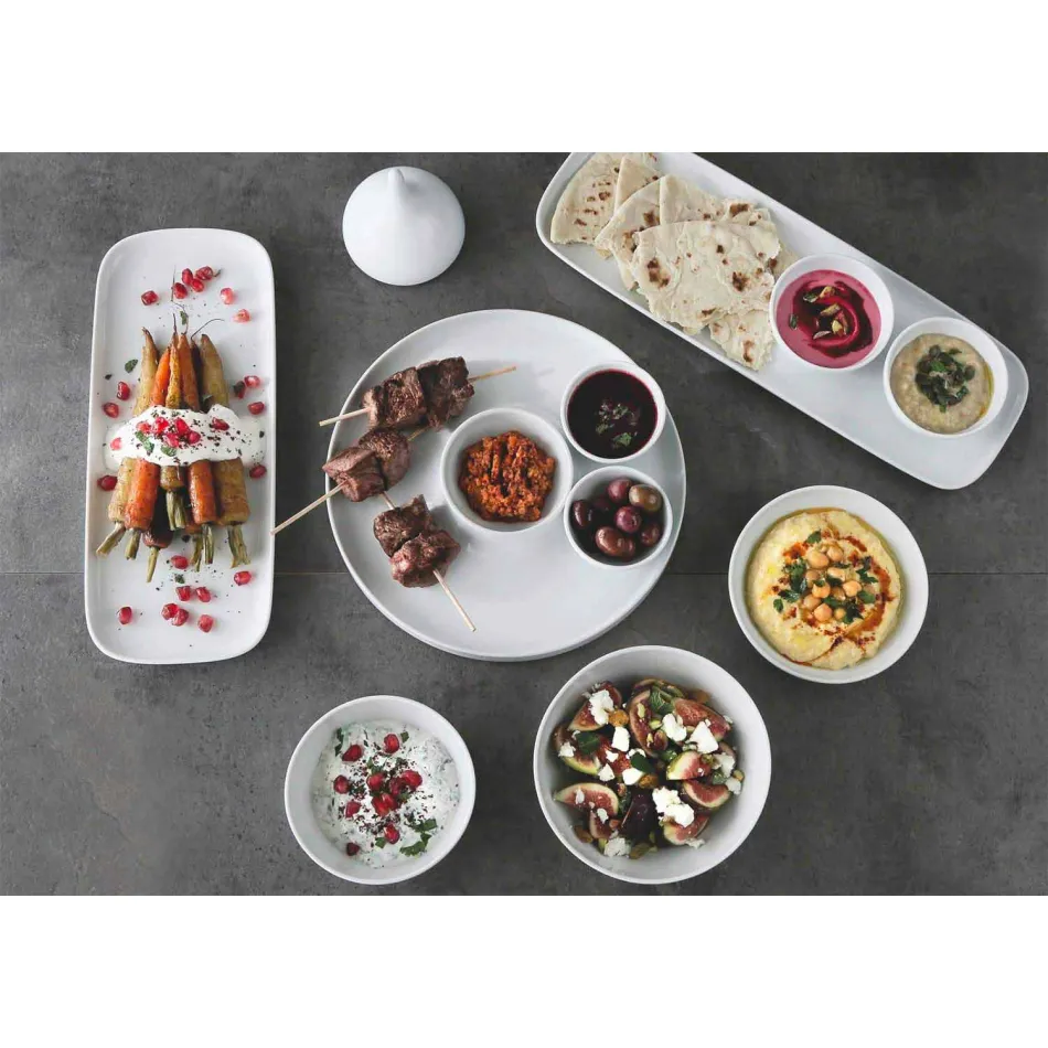 Servizio Piatti da Aperitivo in Porcellana Design Moderno 8 Pezzi - Galatino Viadurini