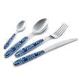 Servizio Posate Acciaio e Plastica Decoro Blu o Bianco 24 Pz - Alessandra