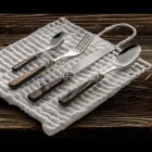 Servizio Posate Acciaio Inox e Plastica Avorio Perlato 24 Pezzi - Carlotta Viadurini
