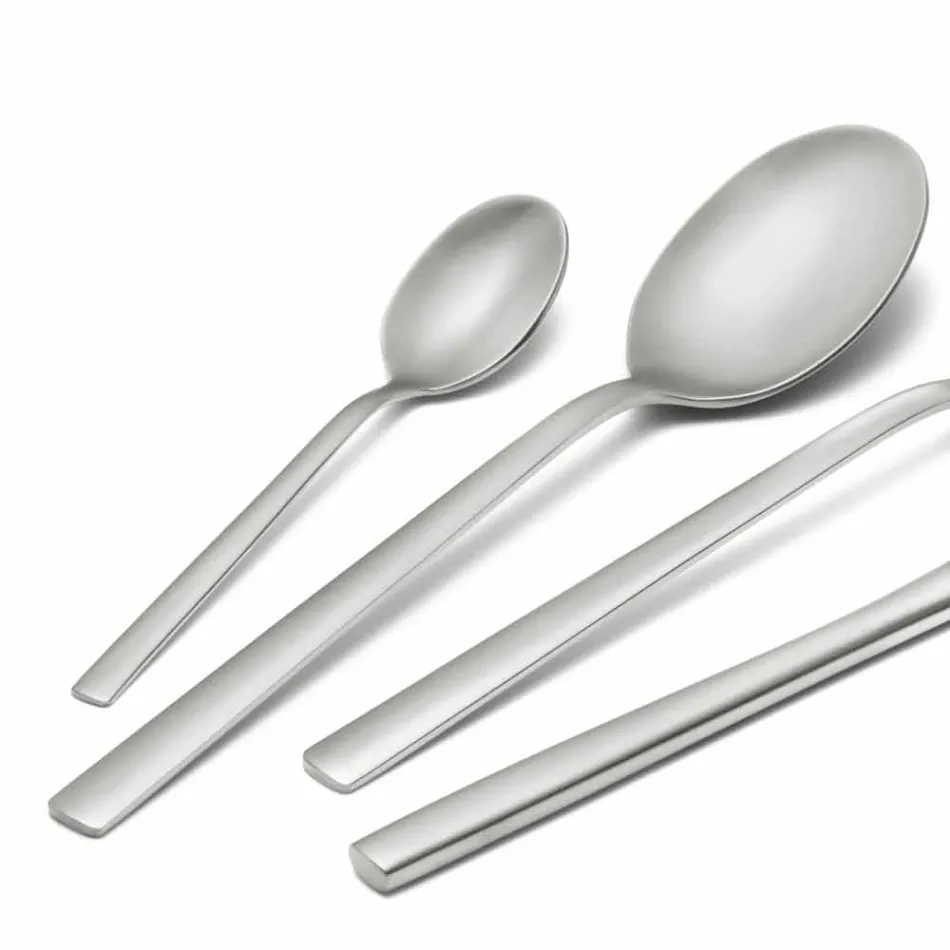Servizio Posate in Acciaio Inox Sabbiato 24 Pezzi di Design Elegante - Ronfo Viadurini