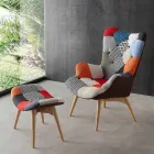 Set 2 poltrone patchwork multicolor con gambe in massello Veronica Viadurini