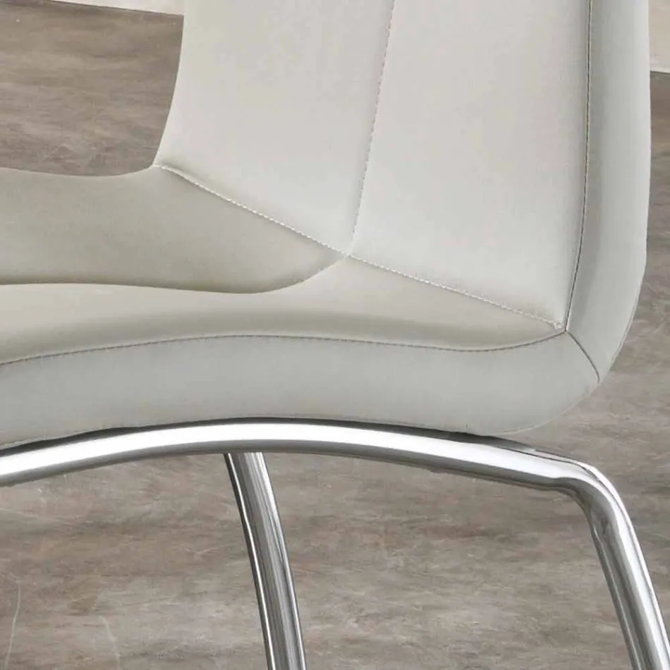 Set 4 sedie design moderno in ecopelle e metallo cromato Alba Viadurini