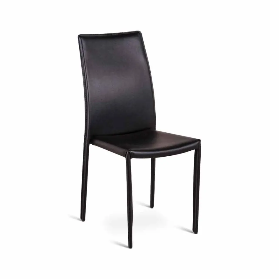 Set 4 sedie moderne in ecopelle Gioia, interamente rivestite Viadurini
