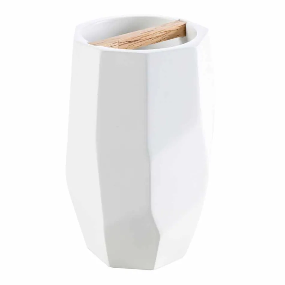 Set accessori da bagno di design da appoggio in legno e resina Rivalba Viadurini