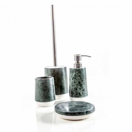 Set accessori da bagno moderni in marmo verde screziato Bombei Viadurini
