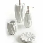 Set accessori moderni da bagno da appoggio in resina bianca Levice Viadurini