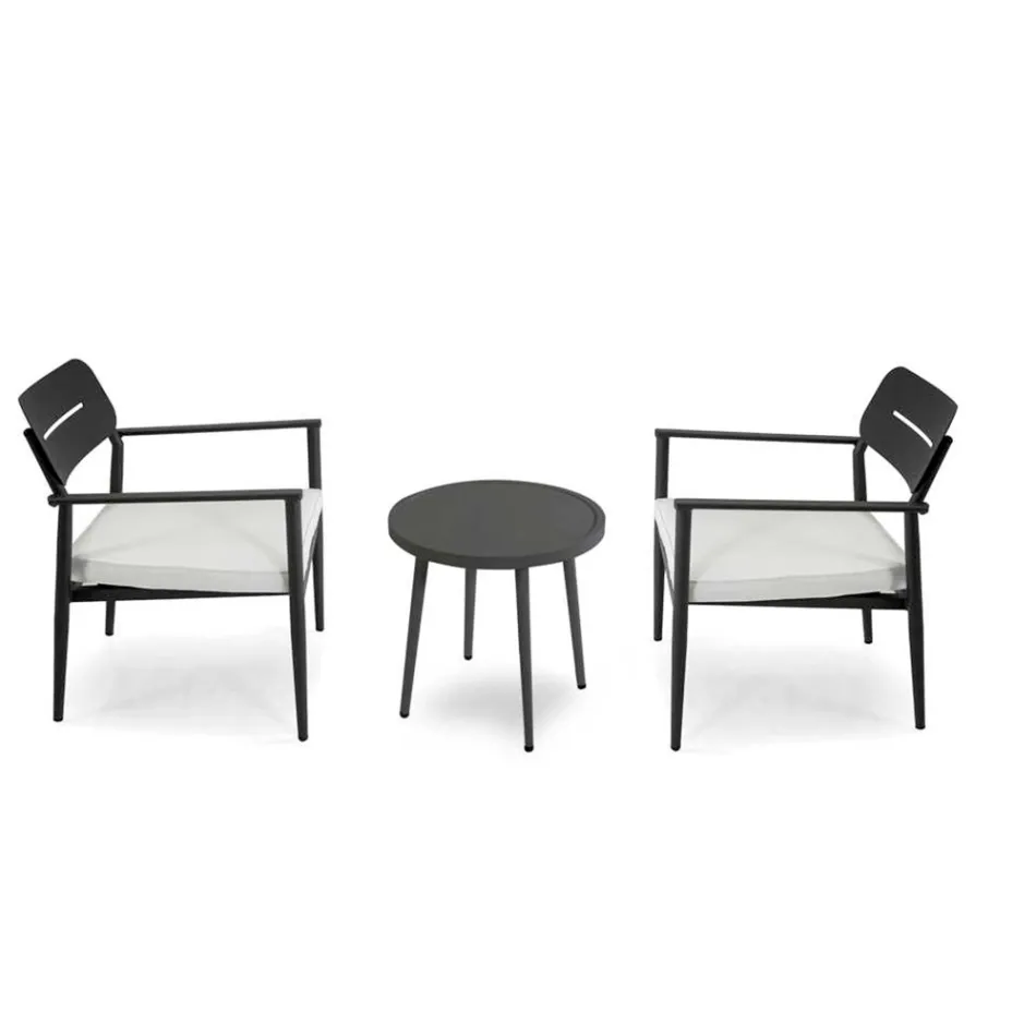 Set di 2 Poltrone con Tavolino in Alluminio di Diverse Finiture - Souvenir Viadurini