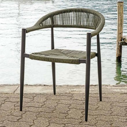 Set di 4 Poltrone in Alluminio e Twist Wicker Colorato - Tavira Viadurini