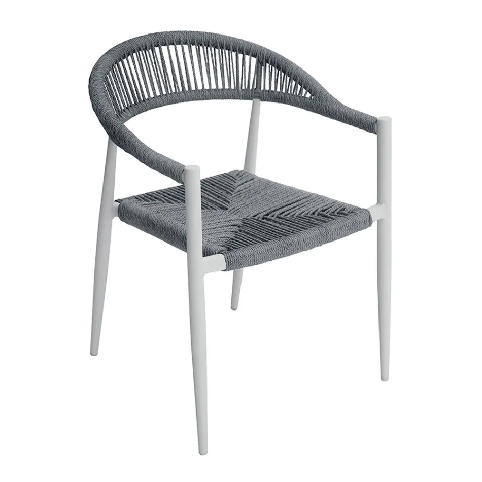 Set di 4 Poltrone in Alluminio e Twist Wicker Colorato - Tavira Viadurini