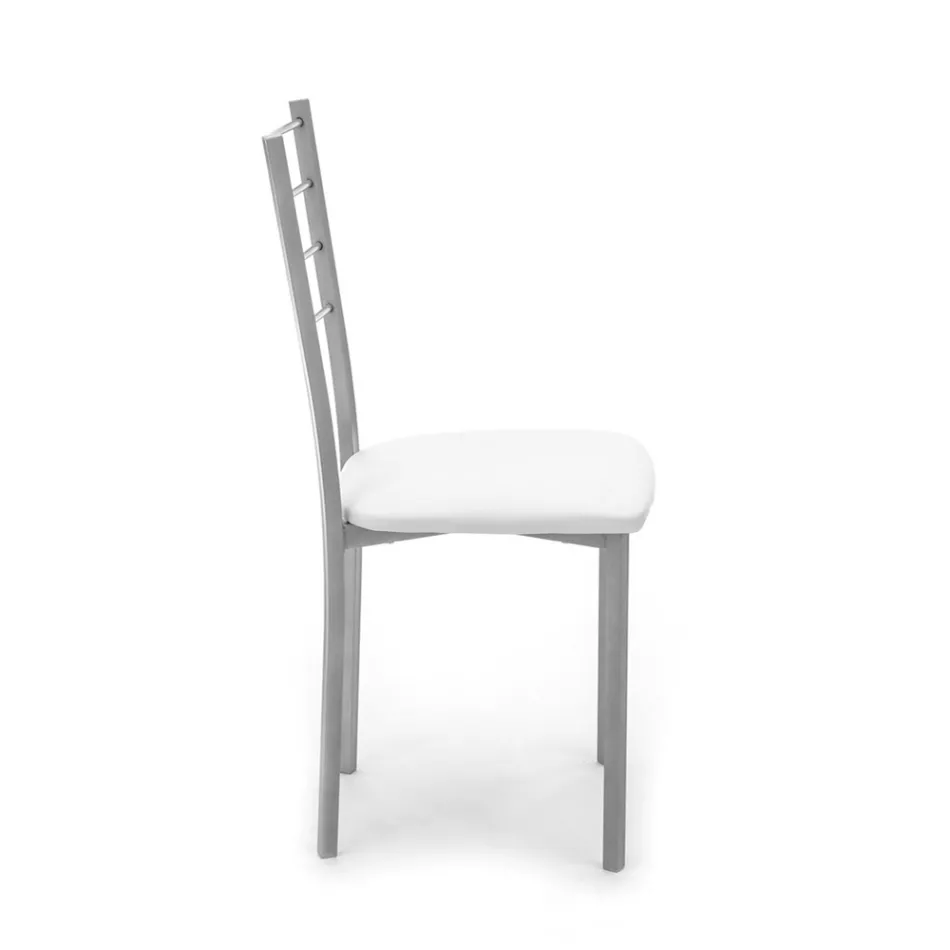 Set di 4 Sedie con Struttura in Metallo Verniciato Grigio - Galletto Viadurini