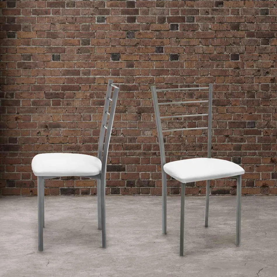 Set di 4 Sedie con Struttura in Metallo Verniciato Grigio - Galletto Viadurini