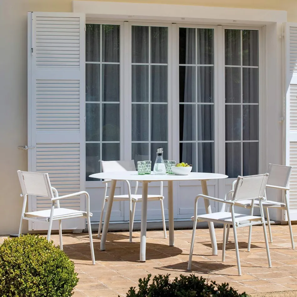 Set di 4 Sedie da Giardino in Alluminio e Batyline - Lucente Viadurini