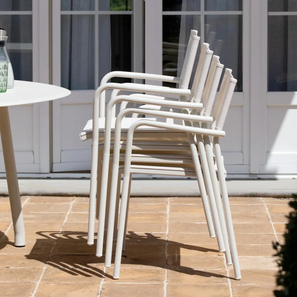 Set di 4 Sedie da Giardino in Alluminio e Batyline - Lucente Viadurini
