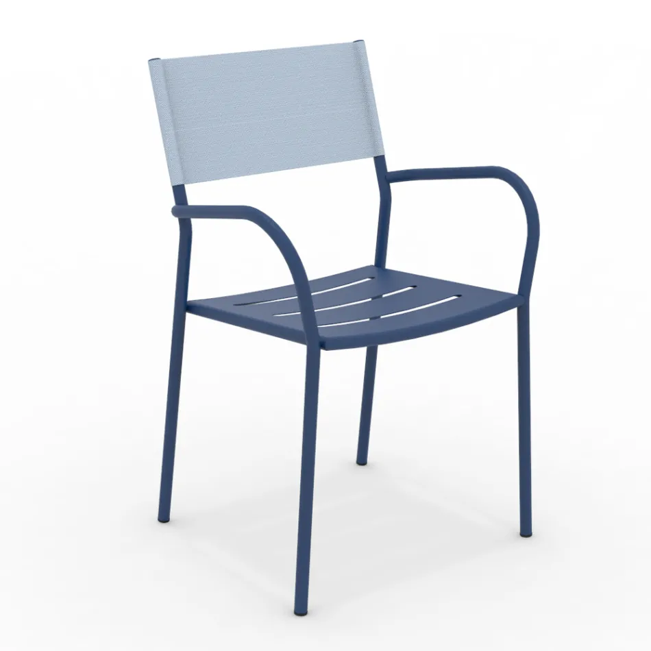 Set di 4 Sedie da Giardino in Metallo Zincato e Batyline - Prestigio Viadurini