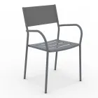 Set di 4 Sedie da Giardino in Metallo Zincato e Batyline - Prestigio Viadurini