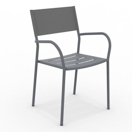 Set di 4 Sedie da Giardino in Metallo Zincato e Batyline - Prestigio Viadurini