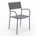 Set di 4 Sedie da Giardino in Metallo Zincato e Batyline - Prestigio