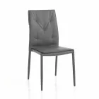 Set di 4 Sedie Rivestite in Pelle Sintetica Diverse Finiture - Uranio Viadurini