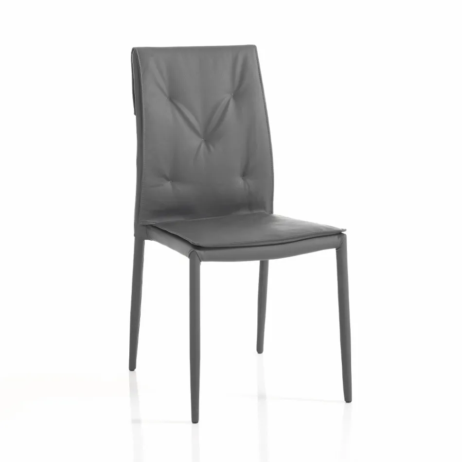 Set di 4 Sedie Rivestite in Pelle Sintetica Diverse Finiture - Uranio Viadurini