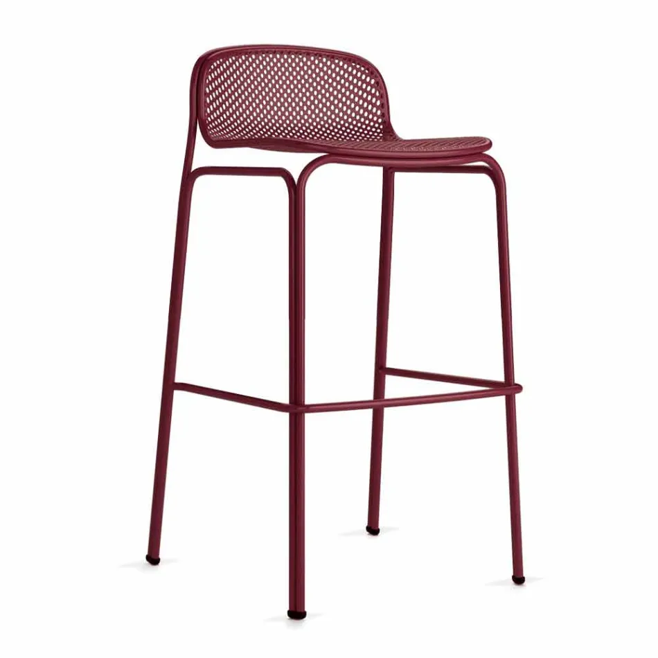 Sgabelli da Bar Alti Impilabili in Metallo Made in Italy, 2 Pezzi - Viviette Viadurini