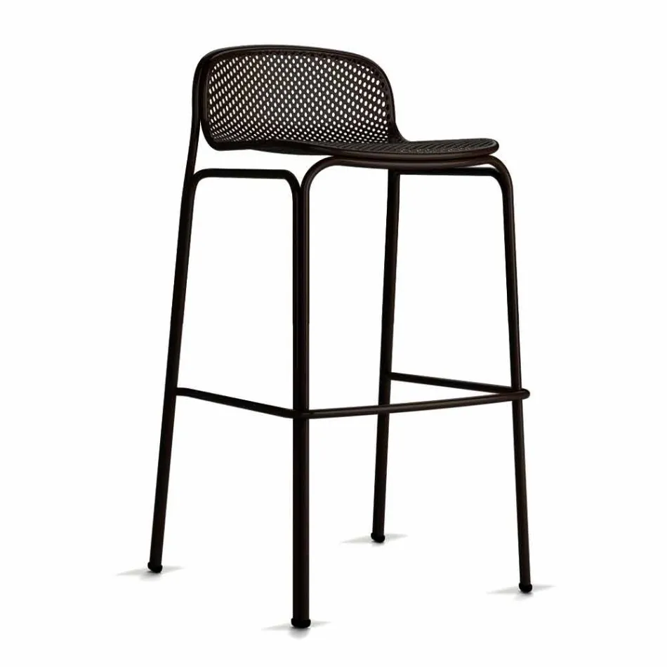 Sgabelli da Bar Alti Impilabili in Metallo Made in Italy, 2 Pezzi - Viviette Viadurini