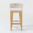 Sgabello Alto da Bar Realizzato in Teak Naturale con Cuscino - Sponda Viadurini