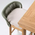 Sgabello Alto da Bar Realizzato in Teak Naturale con Cuscino - Sponda Viadurini