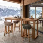 Sgabello Alto da Bar Realizzato in Teak Naturale con Cuscino - Sponda Viadurini