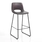 Sgabello Alto da Cucina in Pelle Sintetica e Metallo Nero 2 Pezzi - Yuri Viadurini